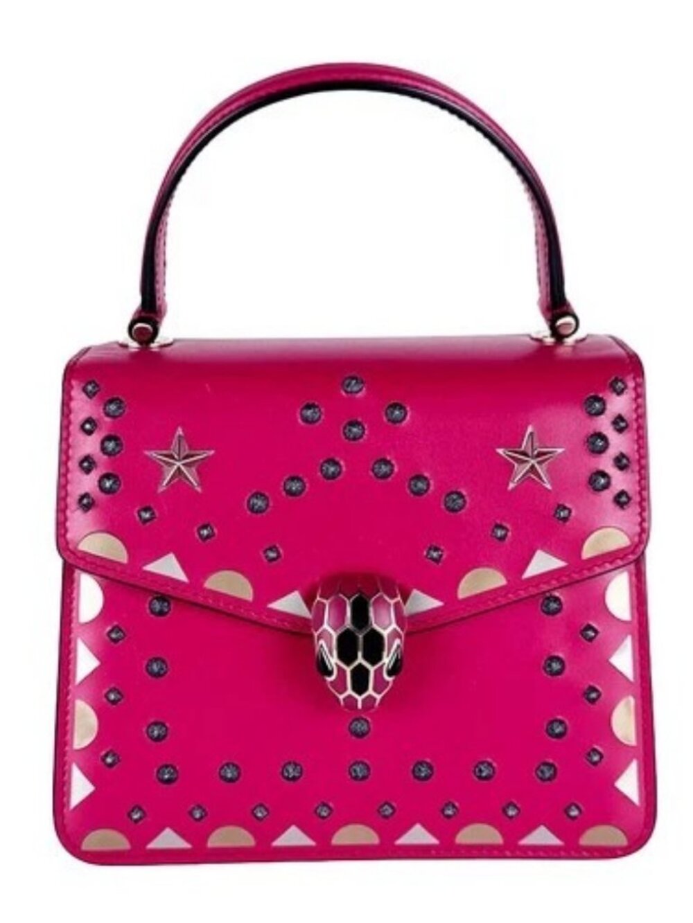 Auth BVLGARI Serpenti Forever Handbag Shoulder Bag Pink Leather - z10857